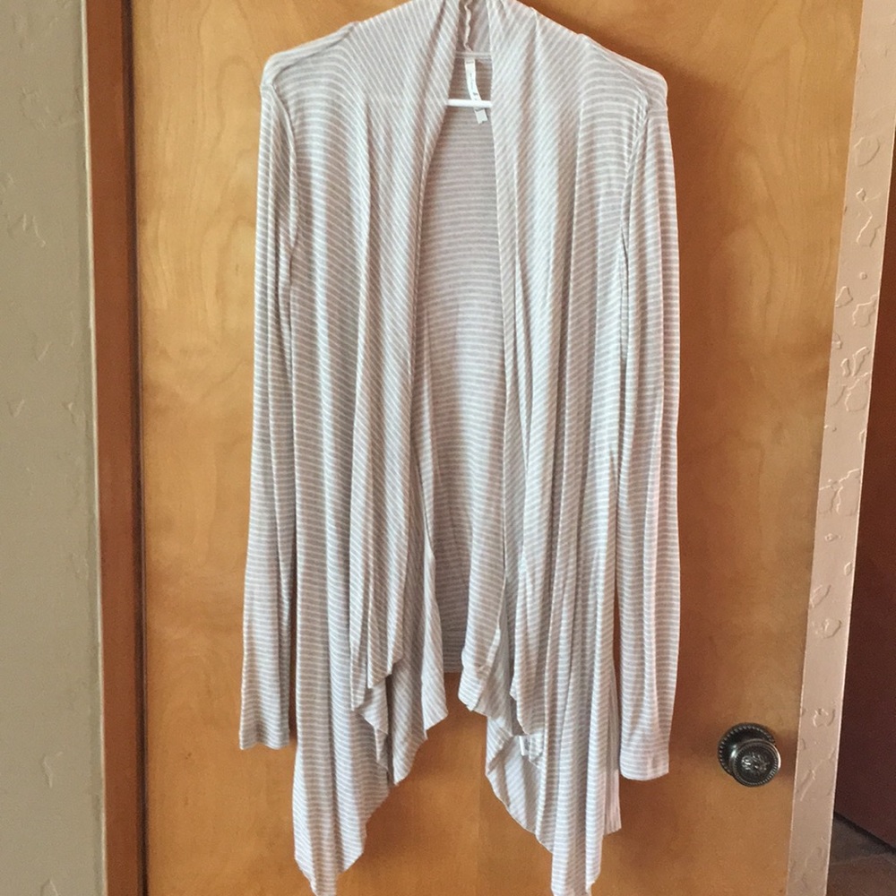 Light brown/cream and white striped cardigan
